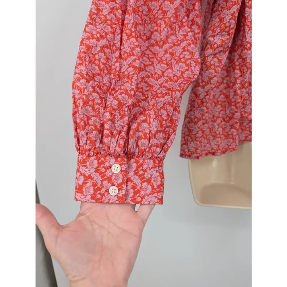 J.Crew Liberty London Toutouayette Red Floral Medium Cottagecore Puff Sleeve